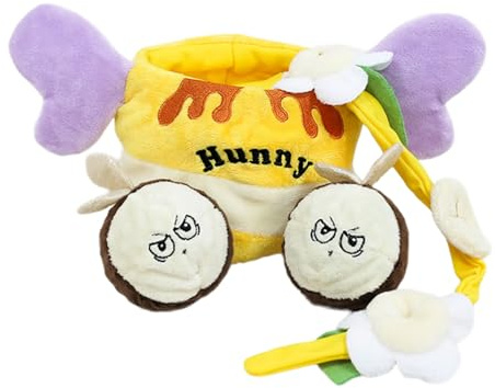 Qusinfc Easyly to Clean Plush Interactively Toy Honeys Pots with Squeaker for Dog Enrichment Bites Resistant Toy Soft Chew Toy