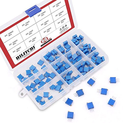 hilitchi 60-pcs 100 bis 500 K Ohm 3296 W Multiturn Trimmer Potentiometer Sortiment Kit – [12]