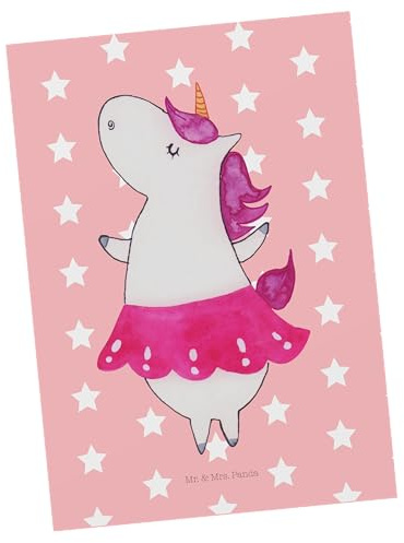 Mr. & Mrs. Panda Postkarte Einhorn Ballerina - Geschenk, Postkarten, Spaß, Grußkarte, Ansichtskarten, Unicorn, Tanzen, Party, bildkarte, Geburtstag, Fotokarte, Wohnung