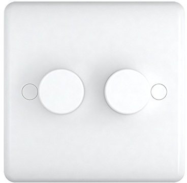 United Electrical 2 Gang LED Dimmer Switch (Trailing Edge) White