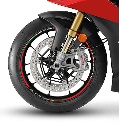 labelbike - Strisce per Moto Cerchi Ruote 17 Kit Protezioni compatibili con DUCATI MONSTER Stickers Rossi