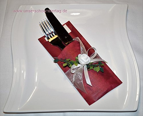 10 Bestecktaschen Hochzeit Taufe Kommunion Konfirmation Verlobung BT004