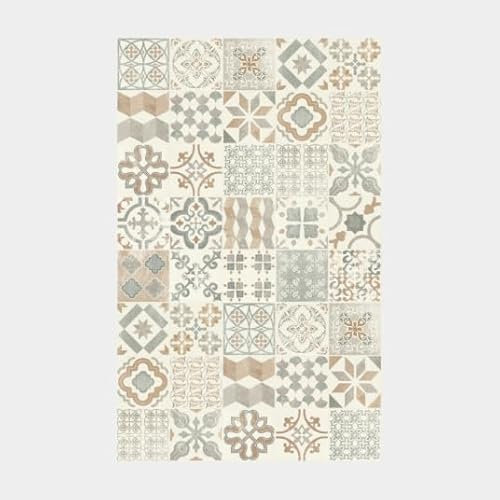 Tapis Vinyle - Carreaux de Ciment - Naturel - 100 x 200 cm