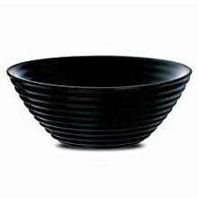 Bol/Ensaladera Negra Elegante, Set de 6. para el menaje del Hogar/Cocina. Diseño de Lineas Onduladas Muy Original 16 cm