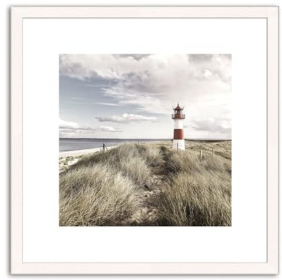 artissimo, Design-Edition, gerahmtes Poster, 30x30cm, PE6381-ER, Strand: Sylt, Bild, Wandbild gerahmt, Design-Poster mit Rahmen, skandinavisches Design, Strand und Meer