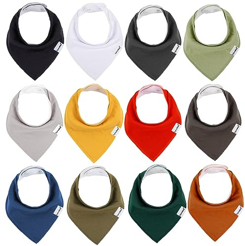Baby Bandana Drool Bibs for Boys Girls,Super Absorbent Triangle Baby Bibs for Drooling and Teething,100% Cotton Soft for Infant,Newborn 12Pack