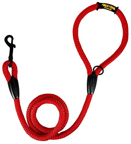 Correa de Entrenamiento clásica para Perros, Cuerda de Nylon, Fabricada en España, para Perros pequeños, medianos y Grandes. 120CM. Rojo