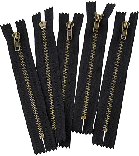 AERZETIX - C61407-5er-Set nicht trennbare Reißverschlüsse 16 cm aus metall - zipper - schwarz - lederwaren etuis kleider hosen kurzwaren schieber
