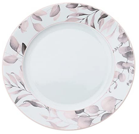 HERVIT Set due piatti piani bianco/rosa floreale in porcellana Botanic Ø27 cm