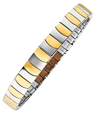 MAGNETIX WELLNESS Flexi-Magnetarmband Classix L I Magnetschmuck bicolor Gold/Silber hochglanzpoliert I Passt immer, auch bei geschwollenen Handgelenken