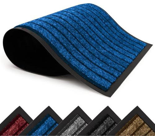 Hafaa Door Mat Indoor & Outdoor Blue 60x90 cm Non Slip Washable Doormat Dirt Trapper Water Absorbent Rubber Mat Heavy Duty Floor Mats