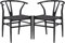 Yaheetech 2-er Set mittelalterliche Esszimmerstühle Y-Stuhl Rattan Sessel Lehnstuhl mit Gewebtem Sitz, Armlehnenstuhl, Full schwarz