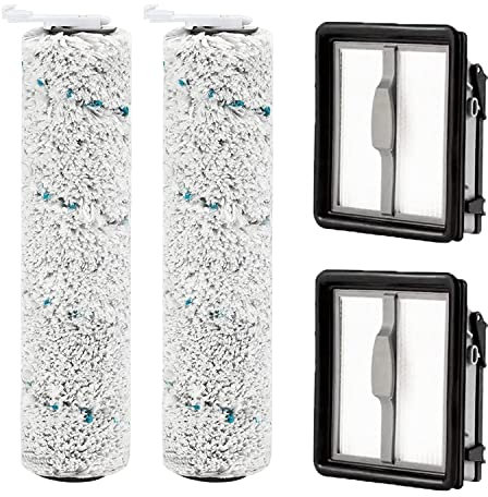 Fictezlove Accesorios para Bissell CrossWave X7 Pet Pro 2955N, 3479N Multi-Surface All in One Wet-Dry Vacuum Cleaner, 2 pcs Replacement Filter and 2 pcs Multi-Surface Brush Roll (Blanco)