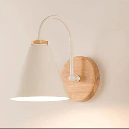 Mengjay Wandleuchte Holz Innen E27 Wandlampe Macaron Edison Kupfer Lampe Metall Modern Wandstrahler Wandleuchte für Schlafzimmer, Wohnzimmer, Treppen, Korridor (Weiß)