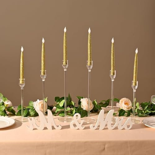 VINCIGANT Acrylic Candle Holders Set of 6,Taper Candles Candle Holder Fits 2.2CM LED Candle for Wedding, Living Room, Dinning Decorations