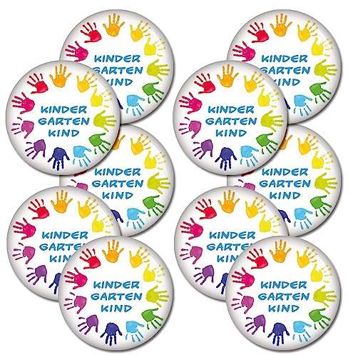 Kiwikatze 3|5|10 Button Kindergartenkind Hände Ansteckbutton Kindergarten Geschenke für Kinder Kita Rucksack Geschenk Deko Kalender Countdown Ansteckpins Ansteckbutton