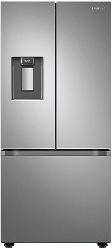 Samsung 22 cu. ft. Smart 3-Door French Door Refrigerator with External Water Dispenser, Stainless Steel, RF22A4221SR/AA