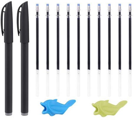 BINQILIN 2 Pcs Stylo Magique avec 10 Pcs Recharges Estompera Automatiquemen 2 Pcs Grippies Aide écriture pour Livre De Calligraphie Enfant
