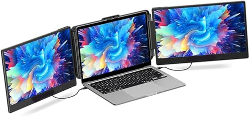 DRYIC Monitor Triple portátil para portátil de 15 a 17 | Extensor de Pantalla Dual IPS FHD 1080P de 14 con Soporte