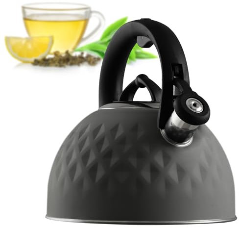 KADAX Hervidor de agua de acero inoxidable, hervidor de esmalte con asa, tetera retro, hervidor de agua para todo tipo de cocinas, tetera, hervidor de agua, hervidor de flauta, hervidor de silbato