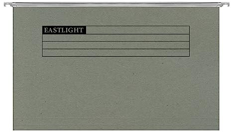 Eastlight Foolscap Suspension Files with Tabs and Inserts for Filing Cabinets, 15 mm V-Base, 100 Percent Recycled Manilla, Green, Pack of 20 ** Check Size Before Ordering **