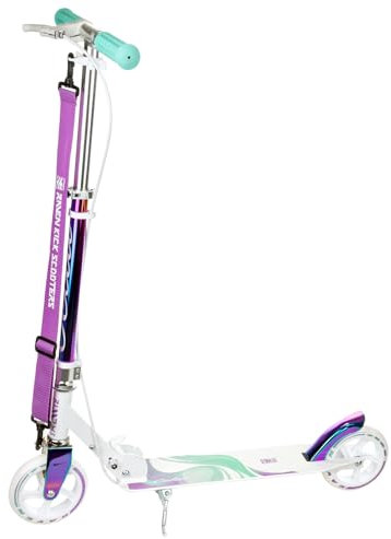 RAVEN Scooter Roller Tretroller Kickscooter für Kinder | klappbar | höhenverstellbar | Tragegurt (Celia mit Handbremse, 145mm)