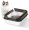 Fellie High Sided Anti-Spillage Cat Litter Box - Easy to Clean with Litter Scoop, Open Top Kitten Tray (51x34.5x17cm, White)