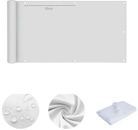 Clôture de balcon imperméable 420D - Protection UV - Brise-vue - Clôture - Brise-vue - Blanc - Fabriqué sur mesure - 1 m x 1 m