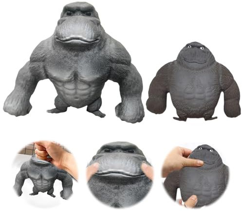 Monkey Toy 2 Stück Gorilla,Squishy Monkey,Gummi AFFE Affen Spielzeug Monkey World Eignet Sich für Freizeit Unterhaltung und Entspannung,Schwarz(10*8,5)(9*8,5)