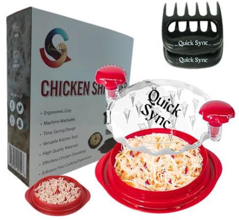 Large Chicken Shredder | Chicken Shredder Tool Twister | Meat Shredder | Chicken Breast Shredder | Transparent Lid | Heat Resistance | Ergonomic Handle | Non-Slip Base | BPA Free (Red, 9.84)