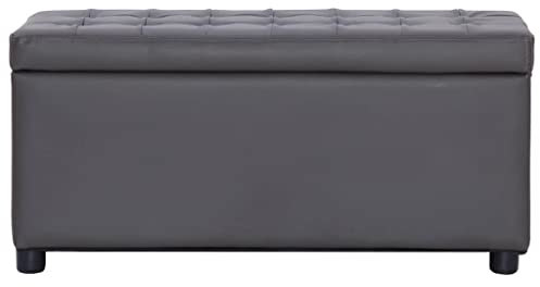 Kangmusi Ottoman mit Stauraum 87,5 cm Grau Kunstleder, kangmusi281373