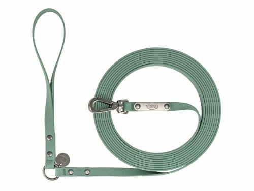 TRIXIE Schleppleine City-Style, S-M, 10 m/13 mm, Salbei - PVC-beschichtete Hundeleine für kleine Hunde, wasserabweisend & rutschfest mit Handschlaufe – 2073419