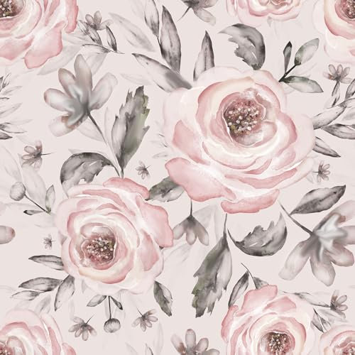 VaryFloral Papier Peint Fleuri Couleur Rose Stickers Meubles 30.5cmx300cm Vinyle Autocollant Pivoine Adhesif pour Meuble Papier Peint Vintage Vinyle Adhesif pour Cuisine