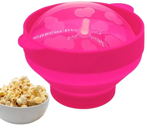 Microwave Popcorn Bowl - Large Capacity Silicone Popper, Quick & Easy Microwave Cooking | Includes Lid for Even Bursting, Foldable Design and Low Enco