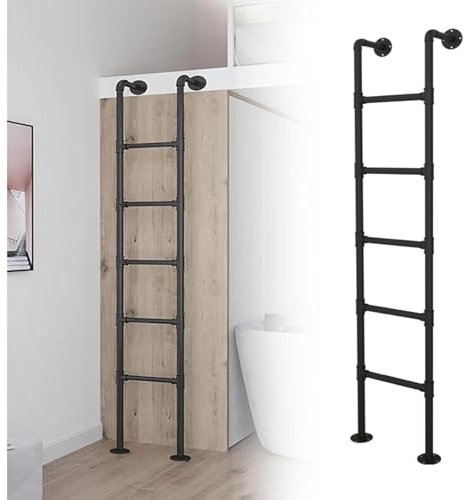 sjdoPulse Egress Ladder Basement, 300LBS Load Capacity Metal Bunk Bed Ladder, Ladder for High Bed/Outside/Deck/RV/Apartments/Egress Window/Window Well, 3.3ft-8ft,7.6ft/2.32m/91.2in