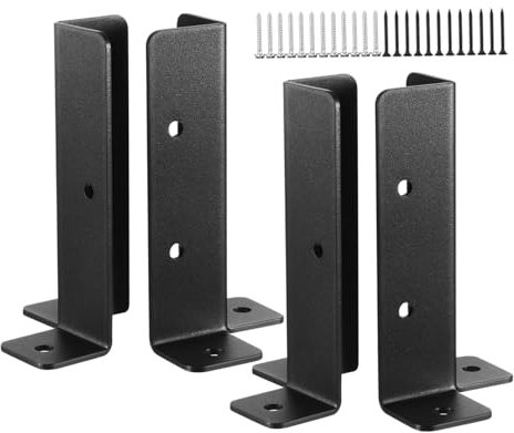 HOUDERCO 4sets Deck Post Base Brackets for Railing Mailbox Pergola Post Base Fence Brackets for Wooden Metal Pole Support