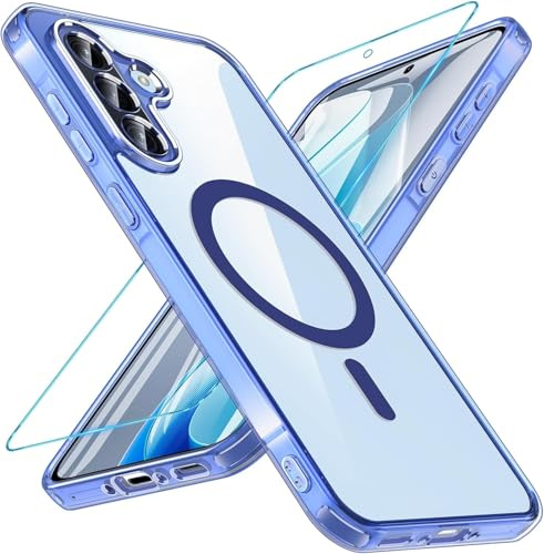 OWKEY Funda magnética para Samsung Galaxy A56 5G, funda magnética para Magsafe con cristal blindado, [protección de calidad militar] resistente a los golpes Samsung A56 5G Case transparente parte