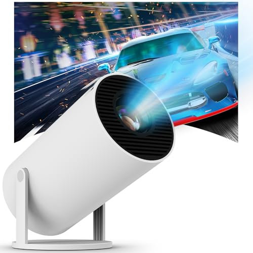 Mini projecteur Keystone Automatique avec Android 11, 4K Projektor avec WiFi, 2,4 G/5G, BT 5.4, 130-Zoll-Bildschirm, 180° drehbar, mobiler Heimkino-Projektor für HDMI/USB