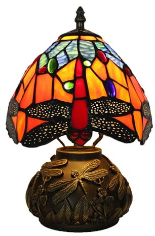 Mengjay Tiffany Tischlampe, Retro Lampe,Vintage Tischlampe Handcraft Glasmalerei Lampenschirm Tischlampen für Schlafzimmer Nachttischlampe Arbeitszimmer Office (B)