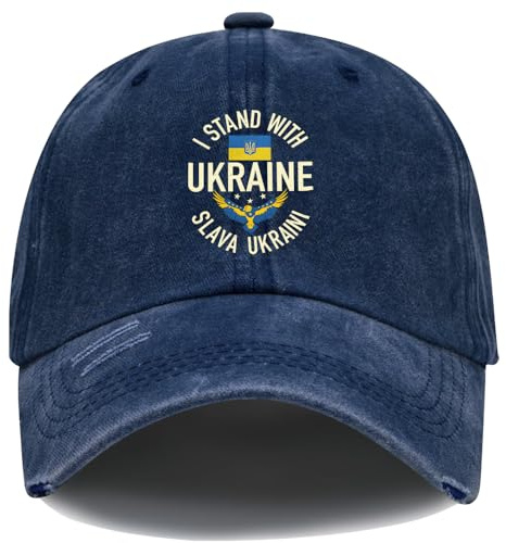 I Stand with Ukraine Hat, Ukraine Baseball Cap, Dunkelblau1, 53