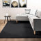 VIMODA Teppich Wohnzimmer Schlafzimmer Fellteppich, kurzflorig - waschbar und Fußbodenheizung geeignet, Farbe:Schwarz, Maße:120x160 cm