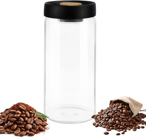 WPPQWP Lata de café hermética de 1,8 L, recipiente para granos de café con tapa al vacío, lata de café al vacío, almacenamiento de frutos secos, té, granos, recipiente al vacío con gran capacidad (1,8