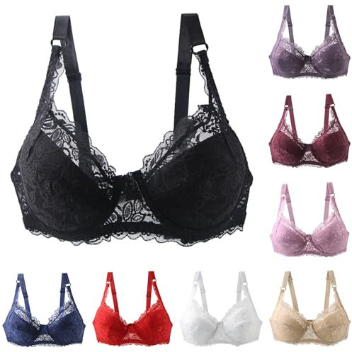 Uwdiohq Heute Deal Sonderangebote BH Damen Ohne Bügel Minimizer Weiß Baumwolle Buegel Spitzenbustiers Schlankstuetz Unterwaesche Bustier Grosse Grössen Comfortable Bra for Women Sommer Atmungsaktiv