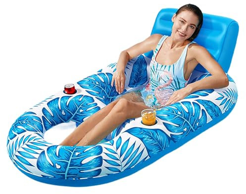 lisutupode Schwimminsel Lounge Für Erwachsene - Aufblasbare Schwimminsel Für Erwachsene | Ahornblatt Design Luftmatratze Mit Getränkehalter Für Garten See Teenager Bräunen Indoor Outdoor