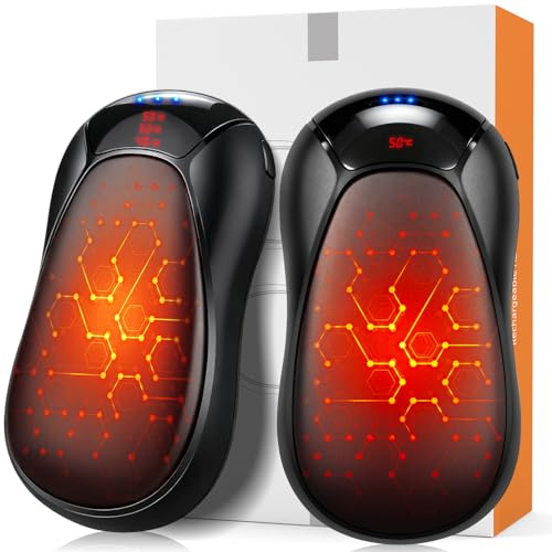 FORRINX Handwärmer Elektrisch, Taschenwärmer Wiederverwendbar 6000mAh 2 Pack, 3 Modi, schnelles Aufheizen, bis zu 55 °C, Magnetischer Wiederaufladbarer Tragbar Handwärmer Geschenk für Outdoor Camping