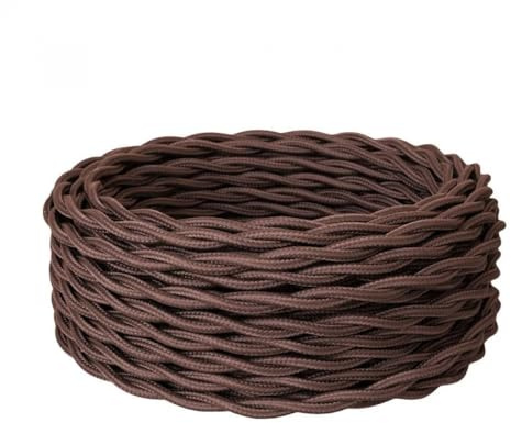 OASHISU – Cable trenzado vintage marrón oscuro 5 m, 2 x 0,75 mm² | con cable textil para luces de techo, iluminación – Estilo clásico DIY DIY