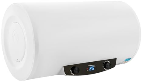 Elektrisch Wasserboiler Dusche & 2000W Warmwasserspeicher - Warmwasserboiler 70 liter | Horizontaler | 25-75°C | Emaillierter Innenbehälter | Leckage-Schutz | Inkl. Handbrause