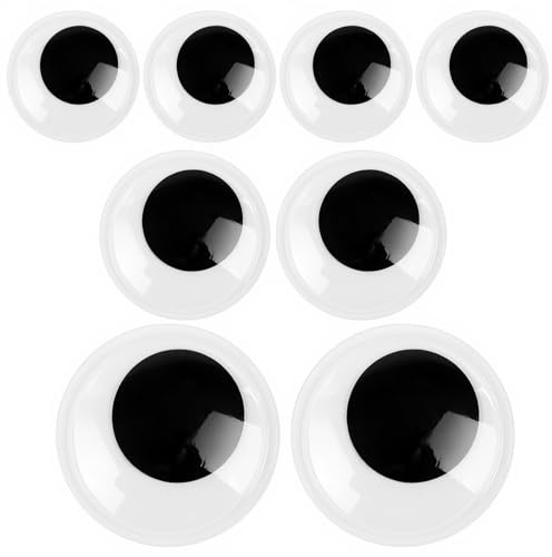 Cobee 8 Stück Selbstklebende Wackelaugen, 50mm 80mm 100mm Kulleraugen Selbstklebend Kunststoff Für Halloween Weihnachten DIY Handwerk