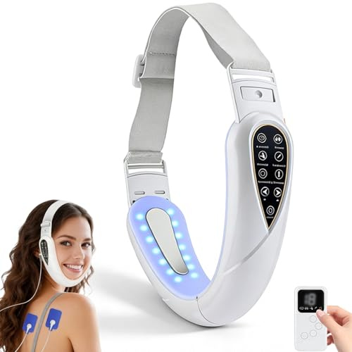 Elektrisches V-Face Shaping Massage，mit 5 EMS-Modi & 15 Intensitäten | Gesichtsmassagegerät Gegen, Lifting & Anti-Falten, Doppelkinn-Reduktion, 42°C Wärmetherapie, Für Straffere Konturen