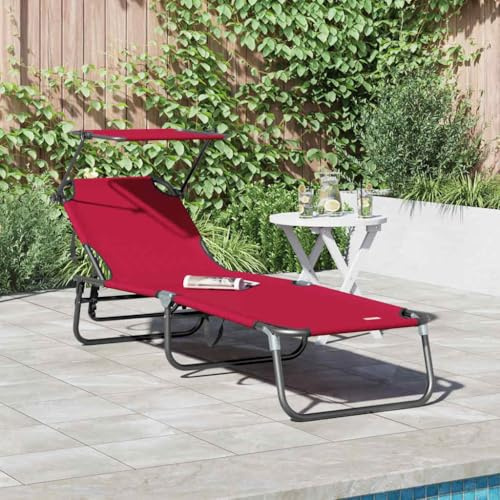 Mandloder Klappbare Sonnenliege Rot, 190x57x81 cm Oxford-Gewebe, verstellbar, Gartenliege für Outdoor-Entspannung, Strandliege mit Stahlrahmen, tragbar